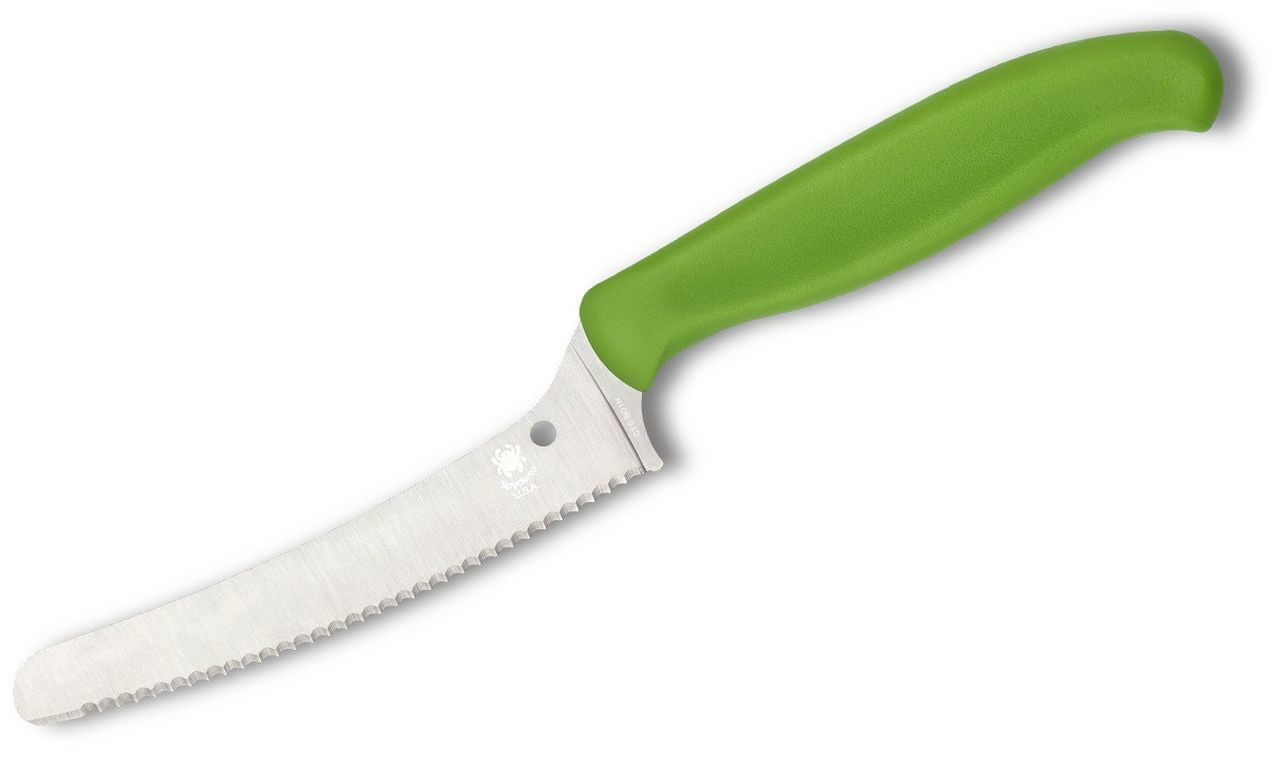 Spyderco Z-Cut Blunt Tip Kitchen Knife CK13S, 4.30" CTS-BD1N Serrated Blade, Polypropylene Handle