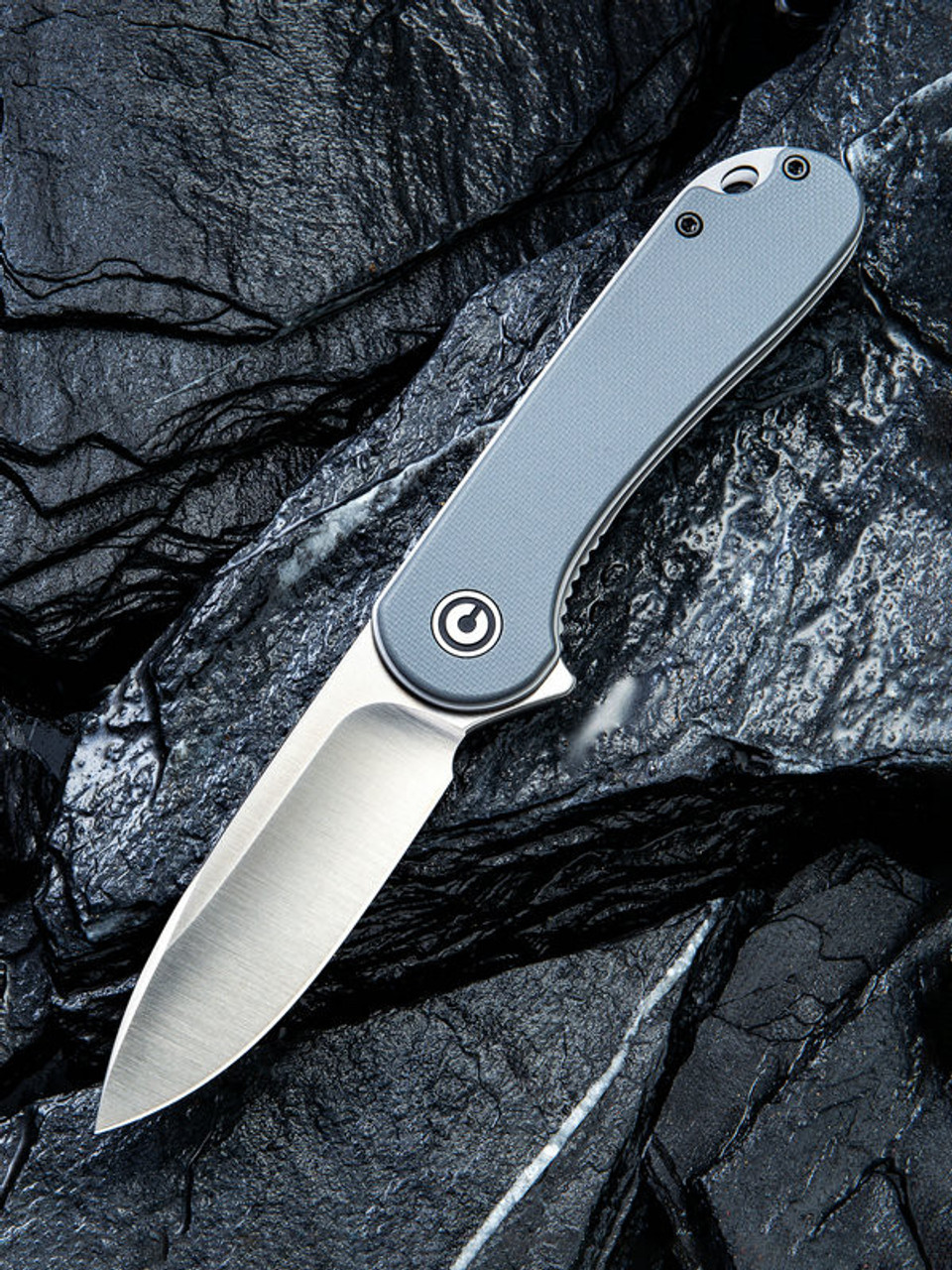 CIVIVI Elementum C907B, 2.96" D2 Satin Drop Point Blade, Gray G-10 Handles