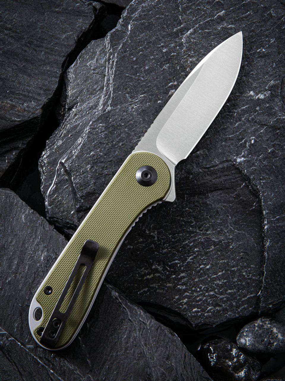 CIVIVI Elementum Folding Knife (C907E)- 2.96" Satin D2 Drop Point Blade, Green G-10 Handles
