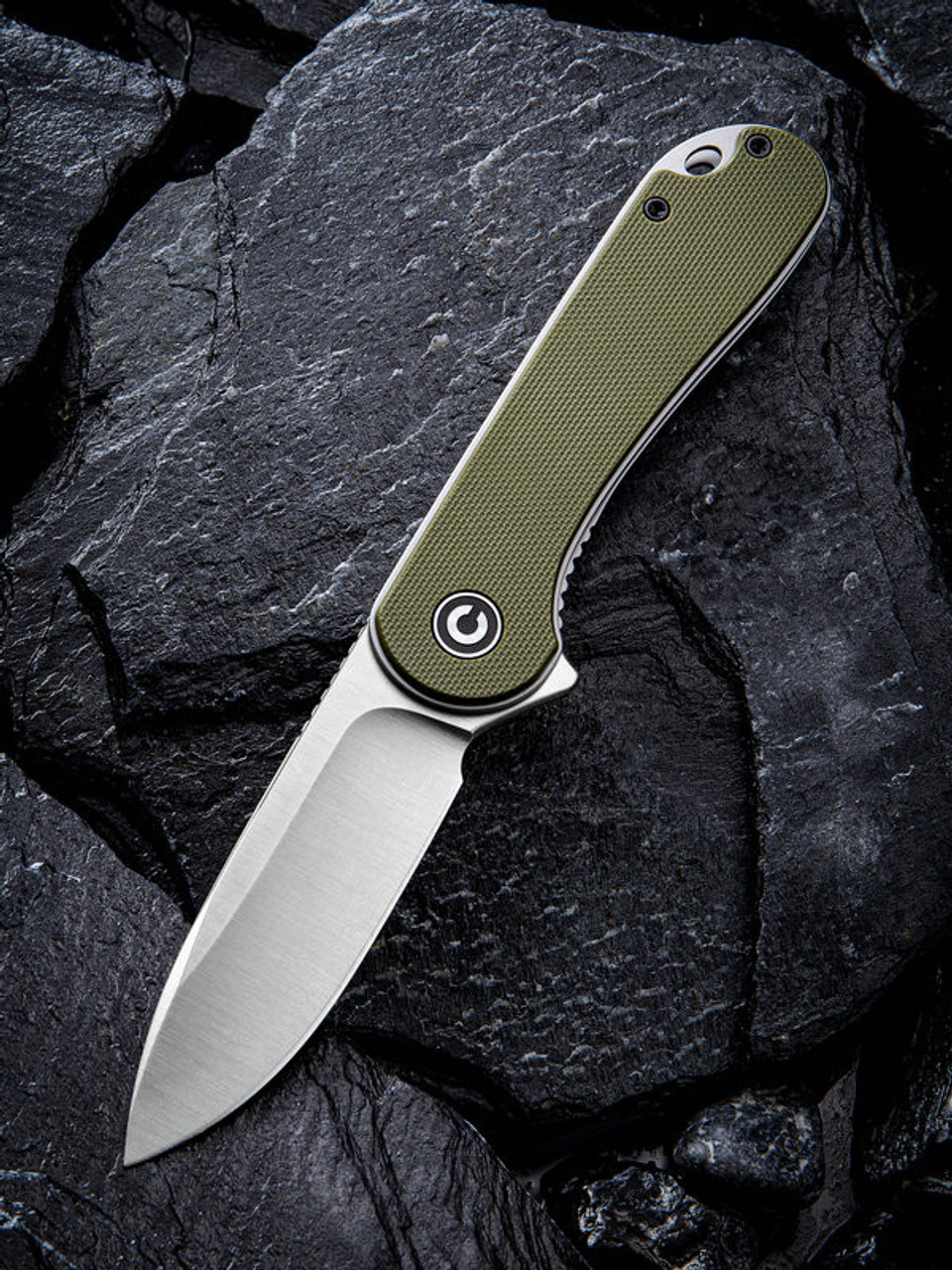 CIVIVI Elementum Folding Knife (C907E)- 2.96" Satin D2 Drop Point Blade, Green G-10 Handles