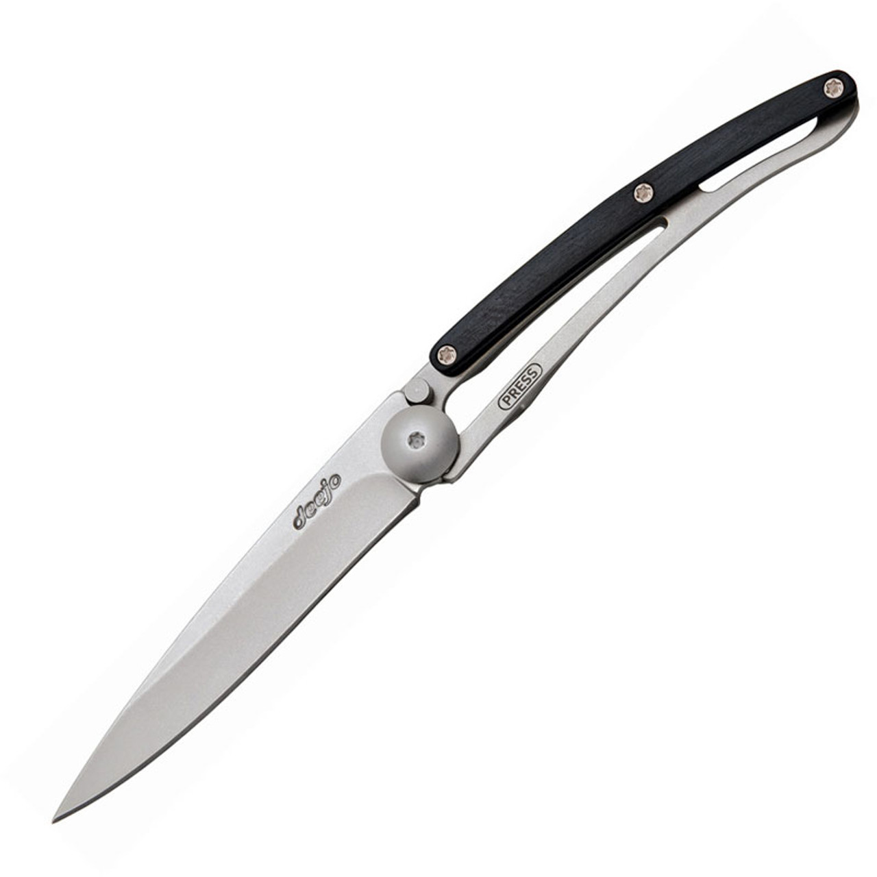 Deejo DEE9CB004 Wood 27G, 3.25" Z40C13 SS Plain Blade, Ebony (Blackwood) Handle