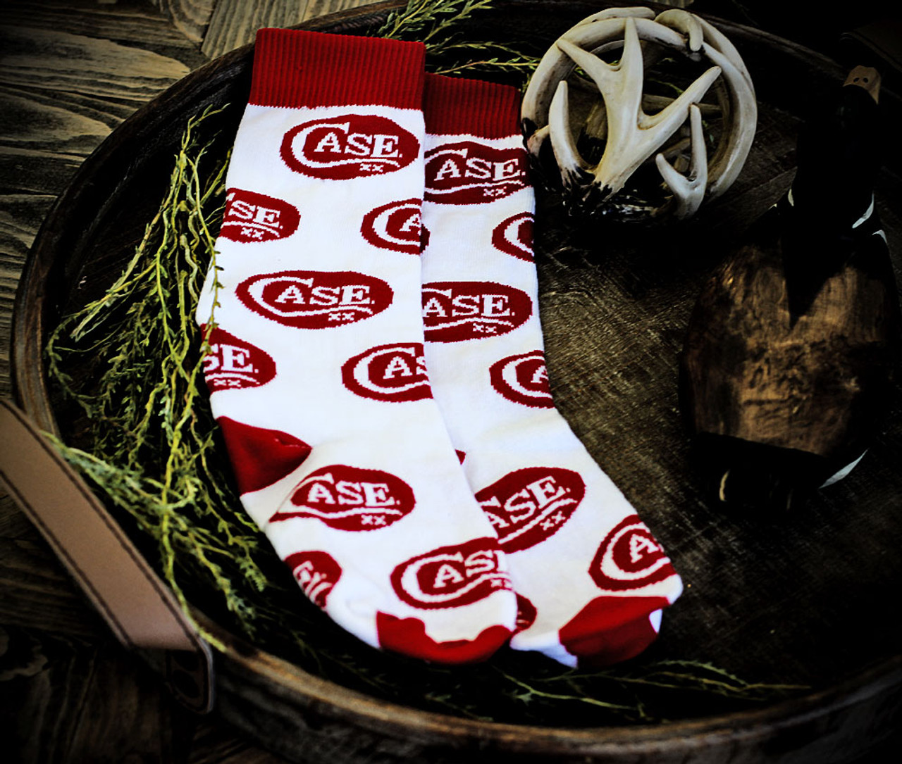 Case Dress Socks 52541, Red And White Case Logo, Size 7-12