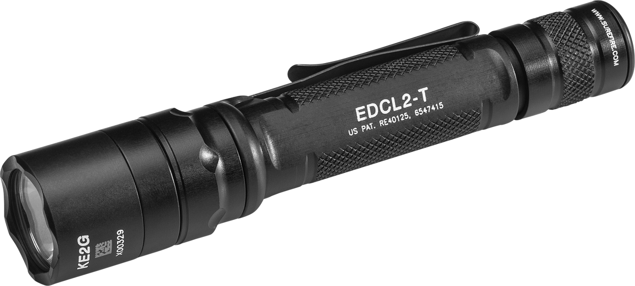 Surefire EDCL2-T Dual-Output White LED EDC Tactical, 6V Dual Stage 5/1200 LU,  Black Aluminum Body, Water Resistant