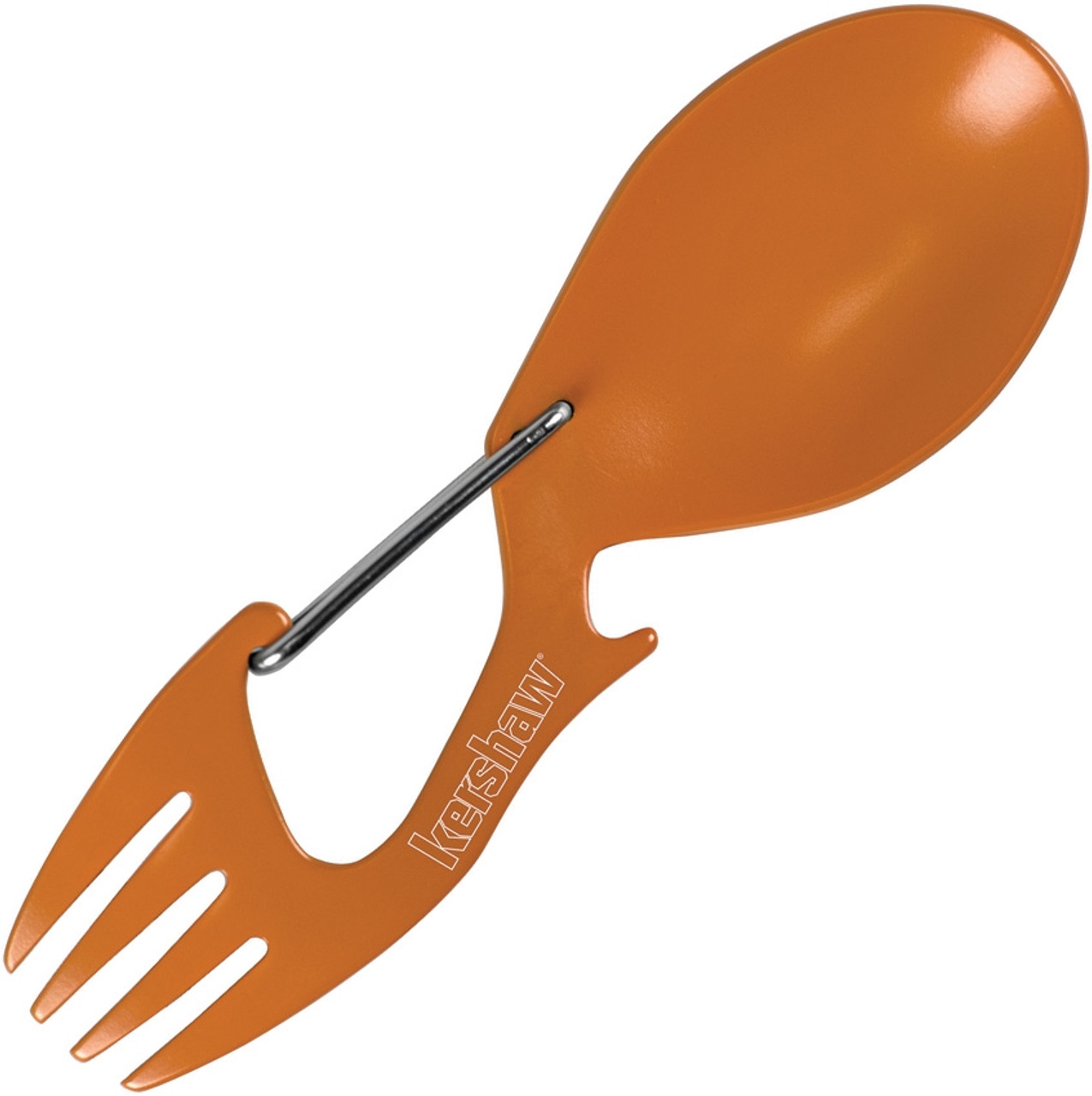 Kershaw 1140 Ration Orange, 4.6" 3Cr13MoV SS Spoon and Fork Combo Tool w/Carabiner