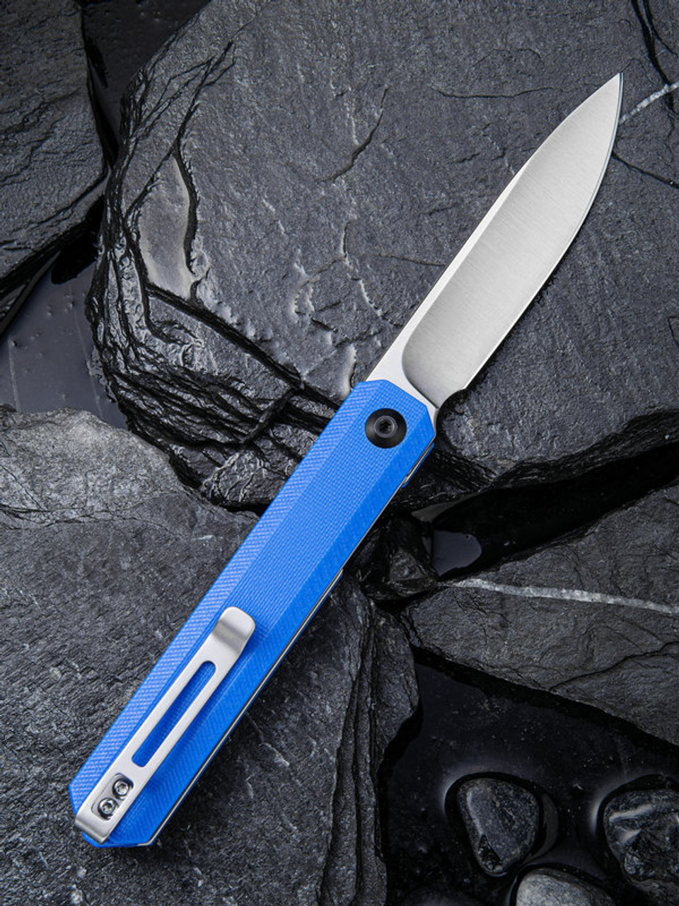 CIVIVI Exarch Folding Knife (C2003B)- 3.22" Satin D2 Drop Point Blade, Blue G-10 Handles
