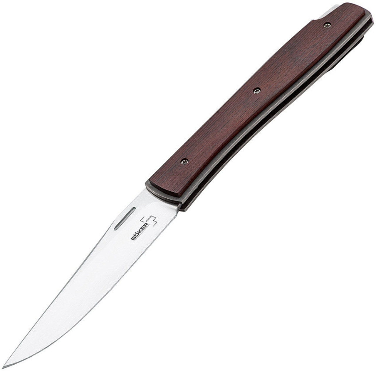 Boker Plus Urban Trapper (BOP01BO787) 3.46" VG-10 Satin Clip Point Plain Blade, Cocobolo Wood Handle