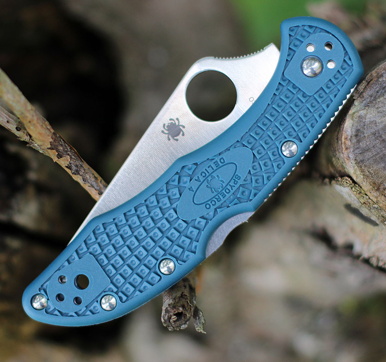 Spyderco Delica K390 Lightweight C11FPK390, 2.90" K390 Steel Plain Blade, Blue FRN Handle