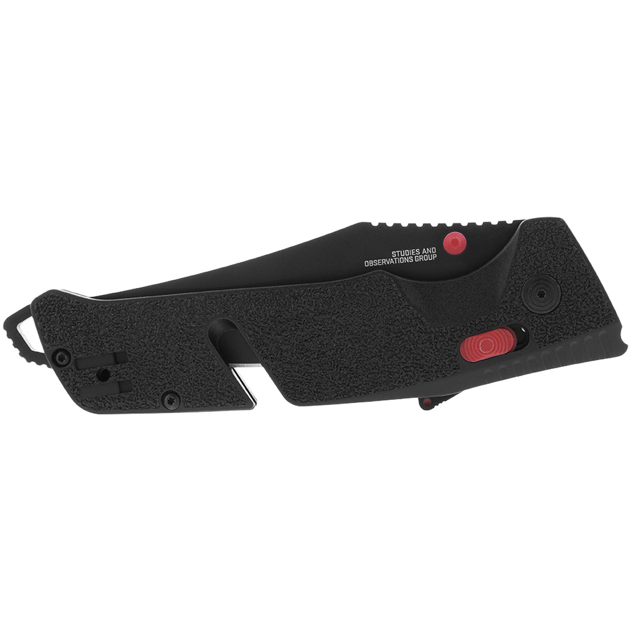 SOG 11120157 Trident AT XR 3.75 " D2 Black Plain Edge, Red and Black GRN Handles