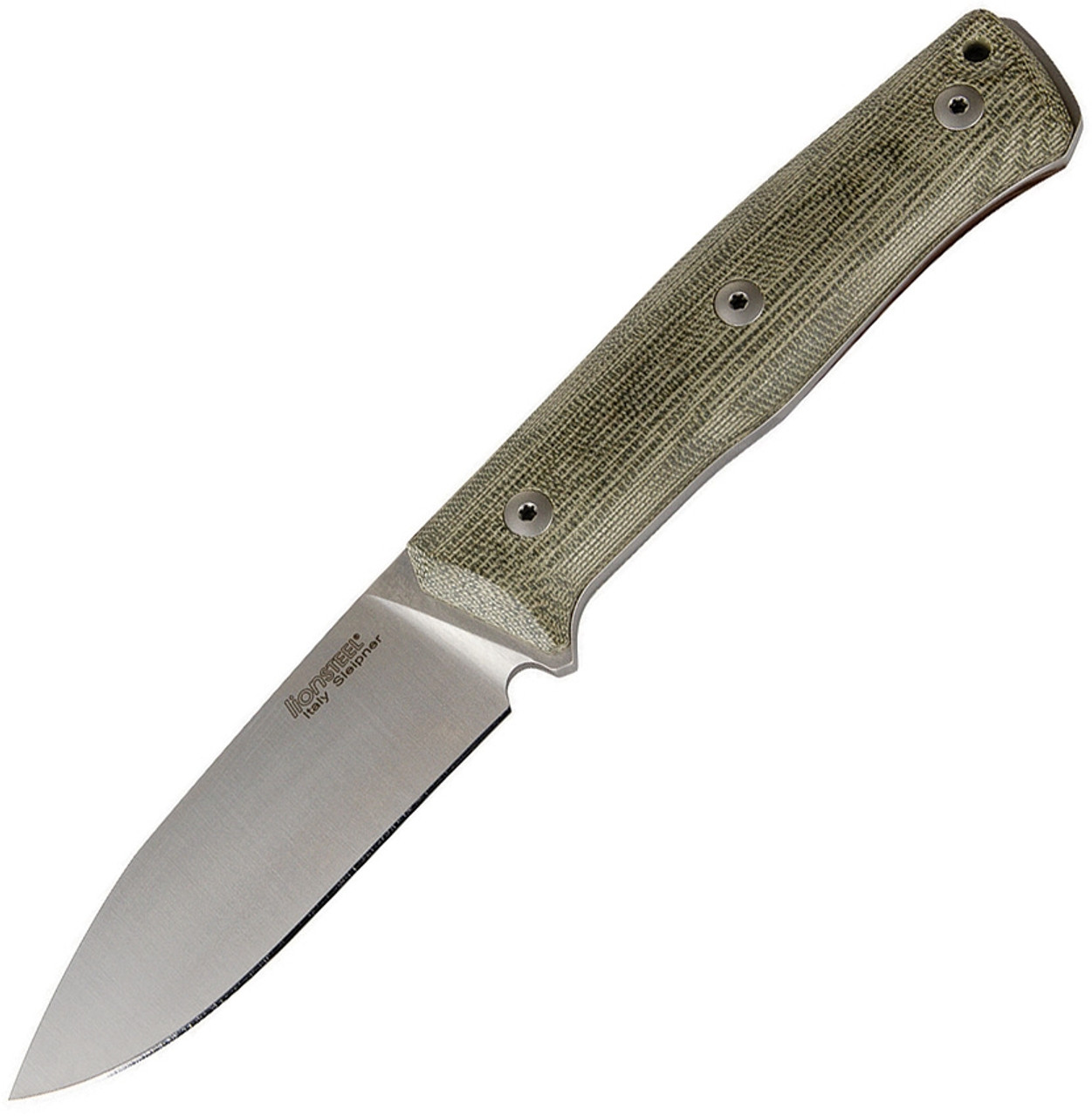 LionSteel B35CVG 3.54" Sleipner Steel Satin Blade, Green Canvas Micarta Handle