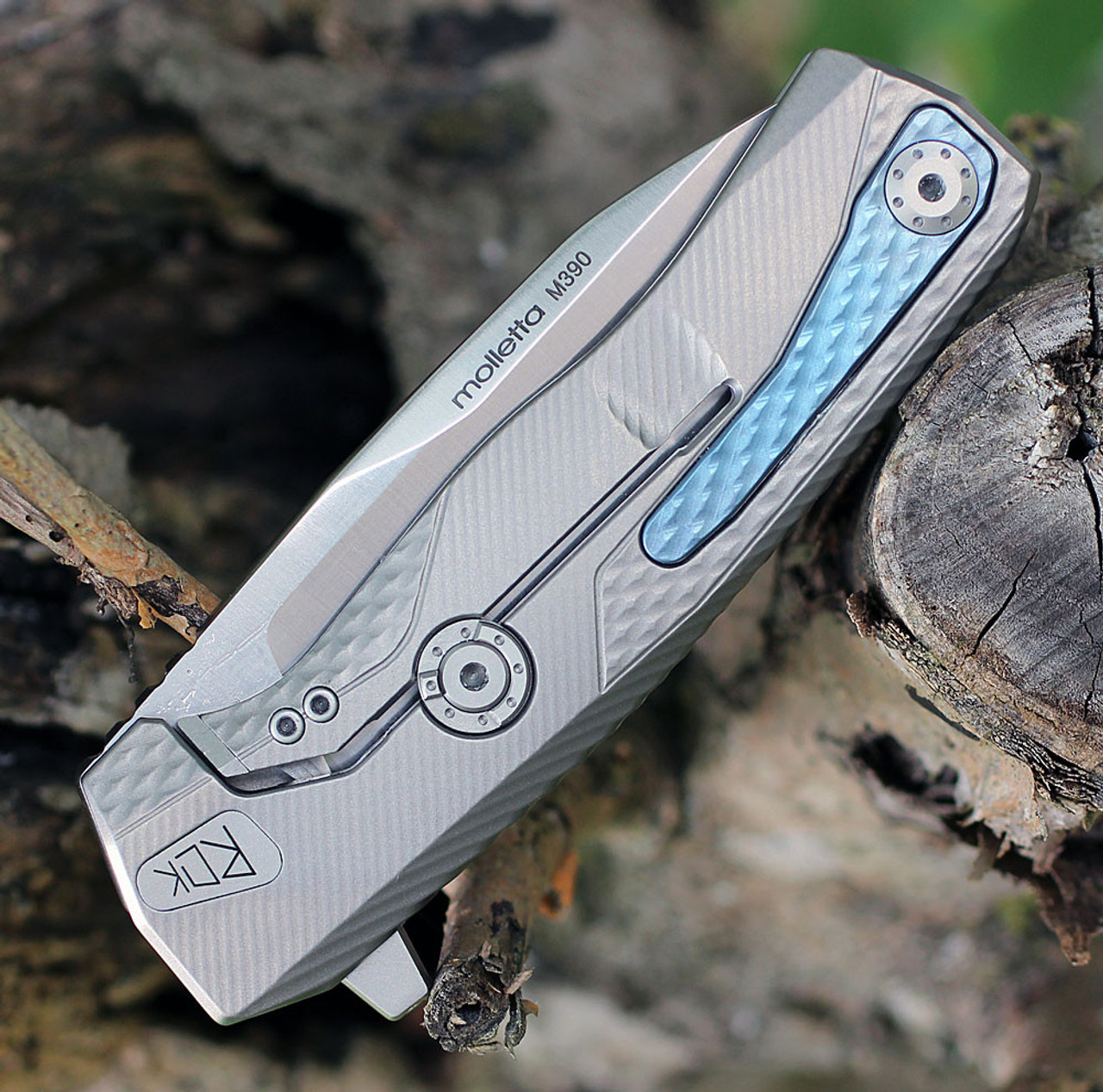 LionSteel ROK Titanium Gray ROKG, 3.27" M390 Stain Blade, Titanium Handle