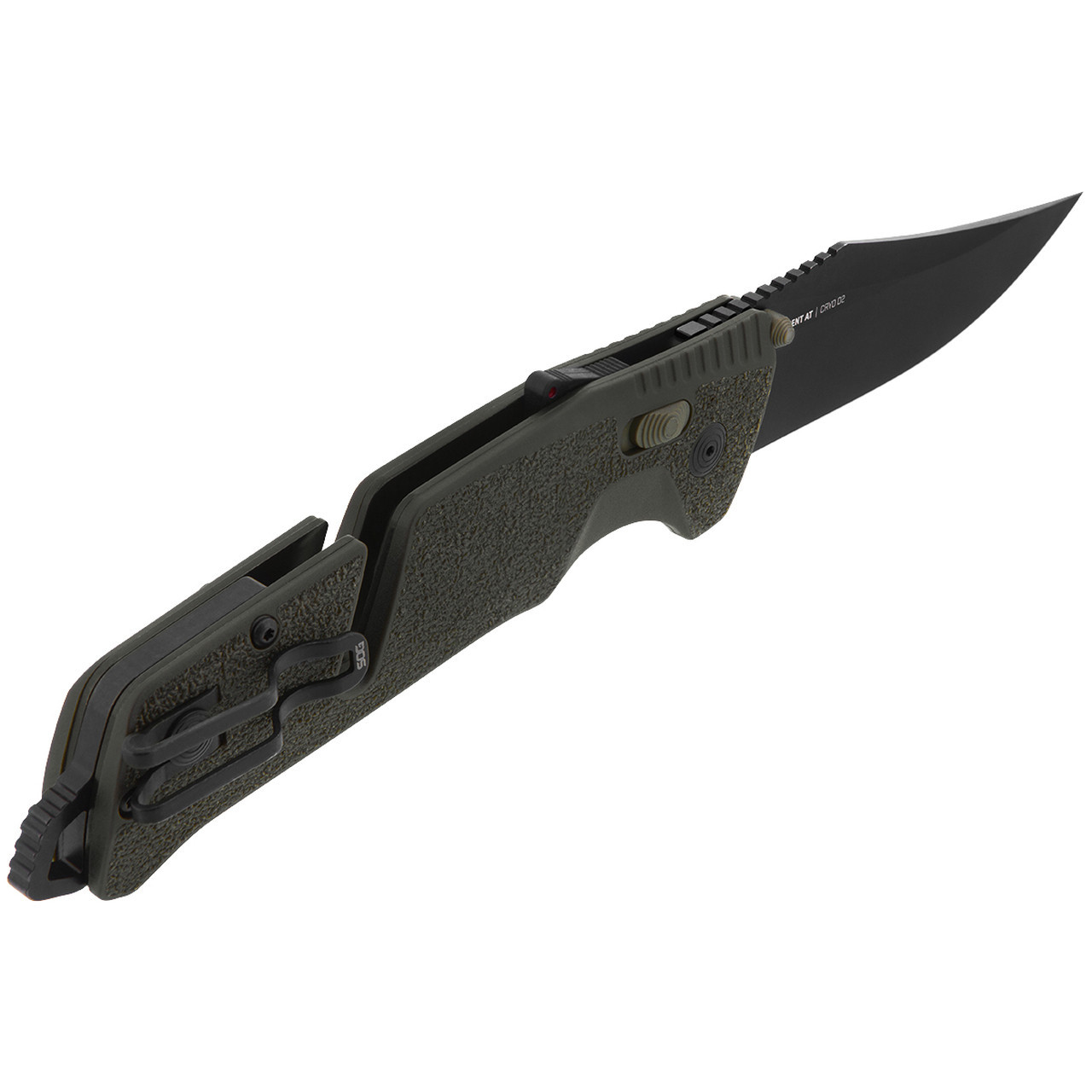 SOG 11120357 Trident MK3 AT-XR 3.75" D2 Black Plain Edge, Olive Drab GRN Handles
