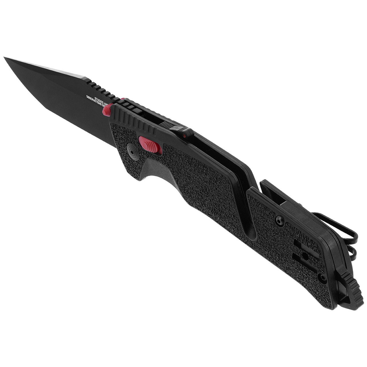 SOG 11120457 Trident MK3 AT-XR 3.75 " D2 Tanto Plain Edge, Black and Red GRN Handles