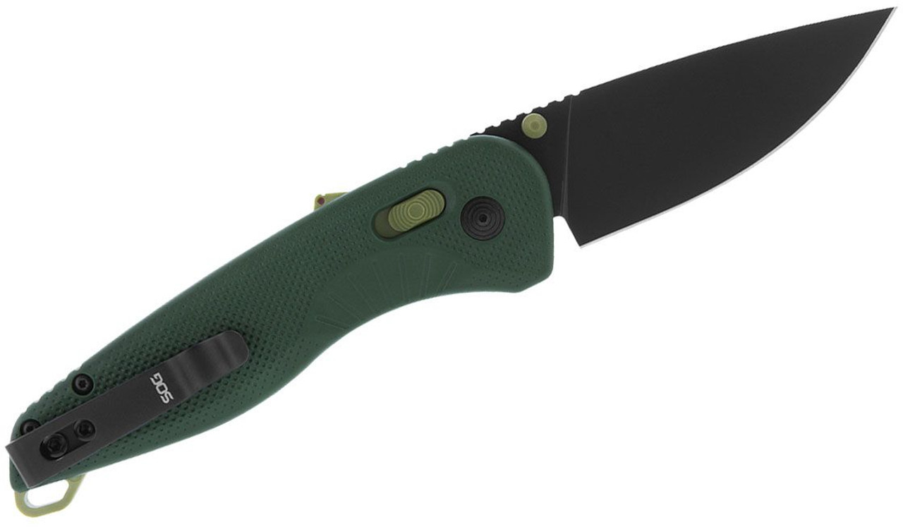 SOG 11410457 Aegis MK3-AT 3.13" D2 Drop Point, Forrest and Moss GRN Handles