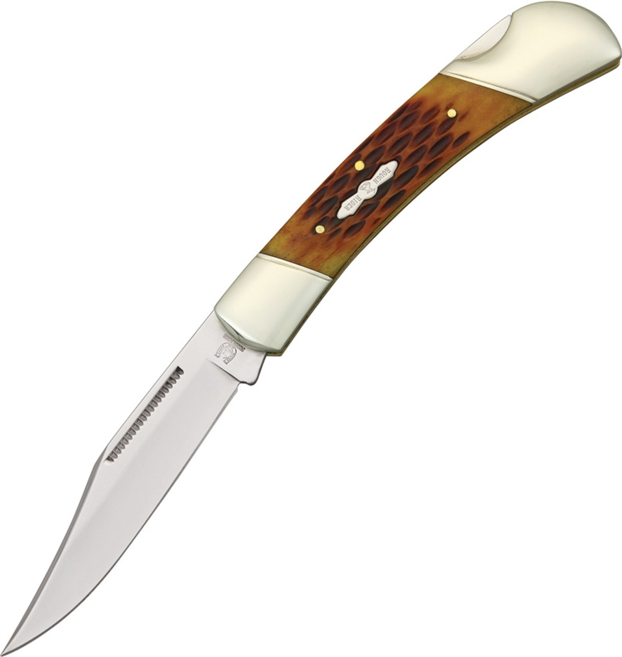 Rough Ryder Folding Hunter, Amber Jigged Bone Handle