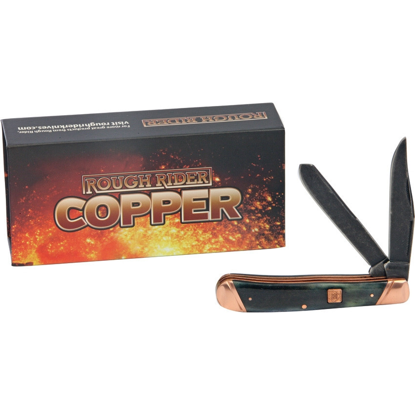 Rough Ryder Trapper, RR1584, Black Smooth Bone Handle w/ Copper