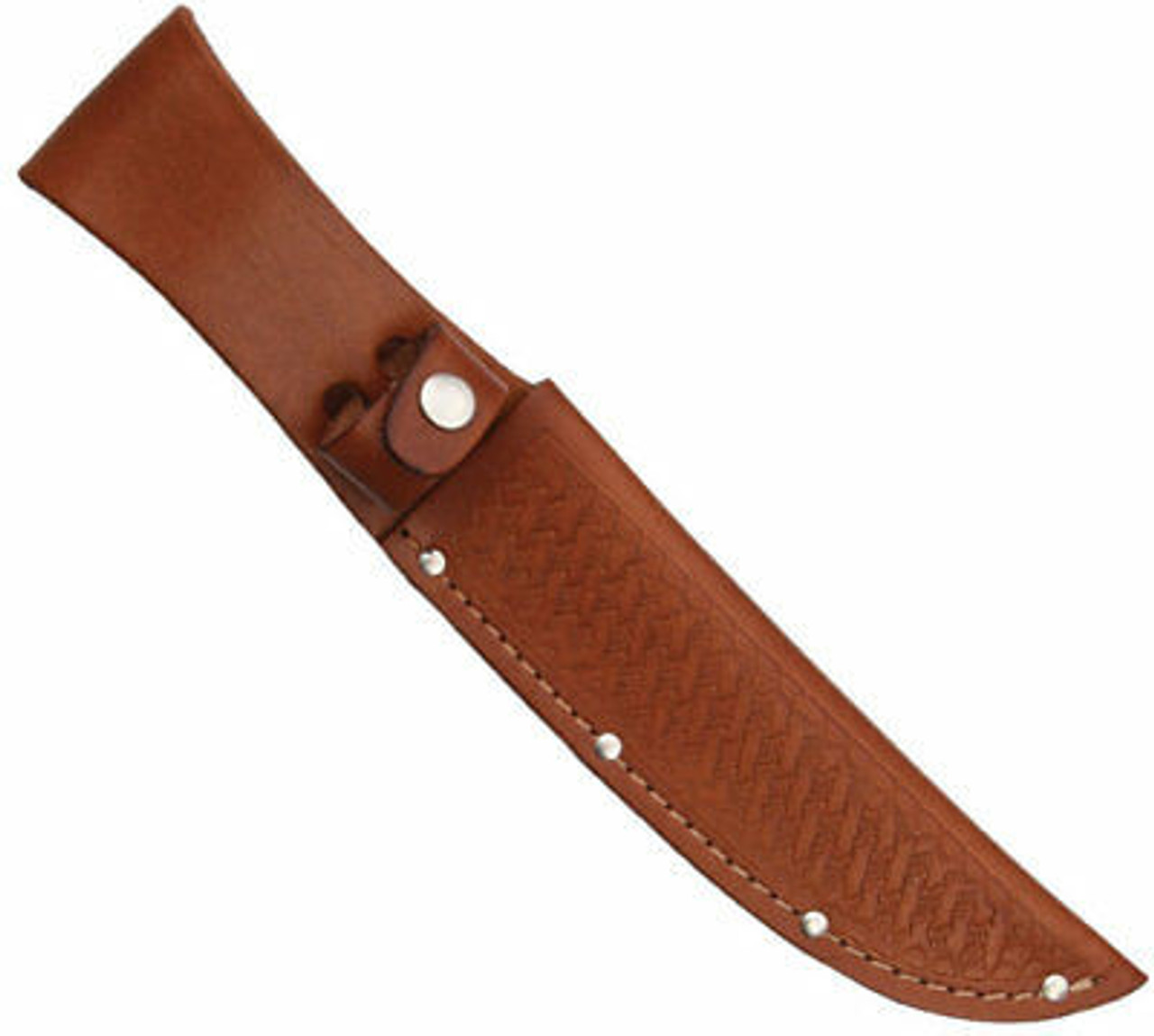 11" Straight Knife Sheath, Fits up to 6" Blade, Brown Basketweave Leather