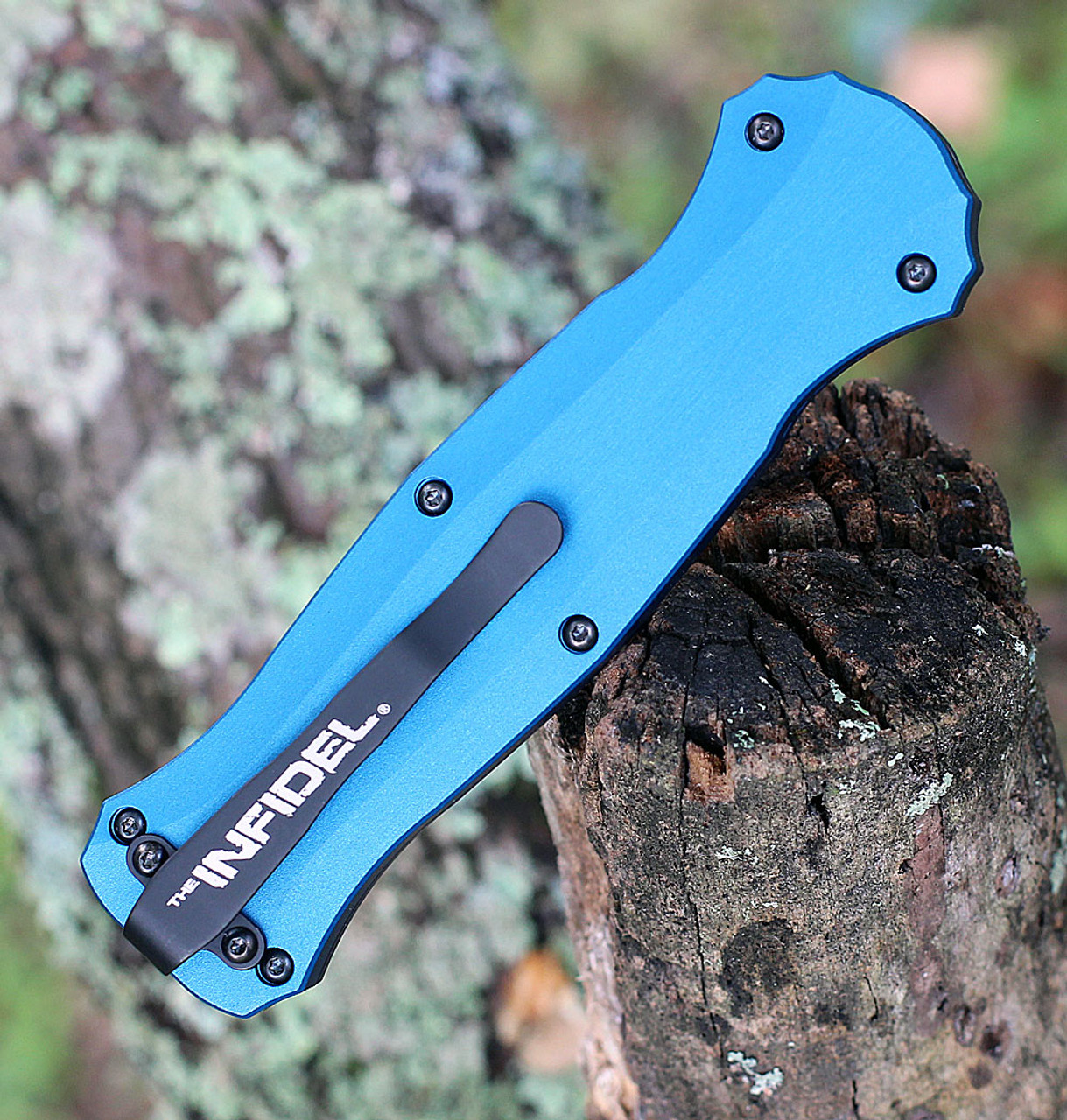 Benchmade 3300BK-2001 Infidel,  3.91" Black DLC Coating Dagger Blade, Blue Aluminum handle