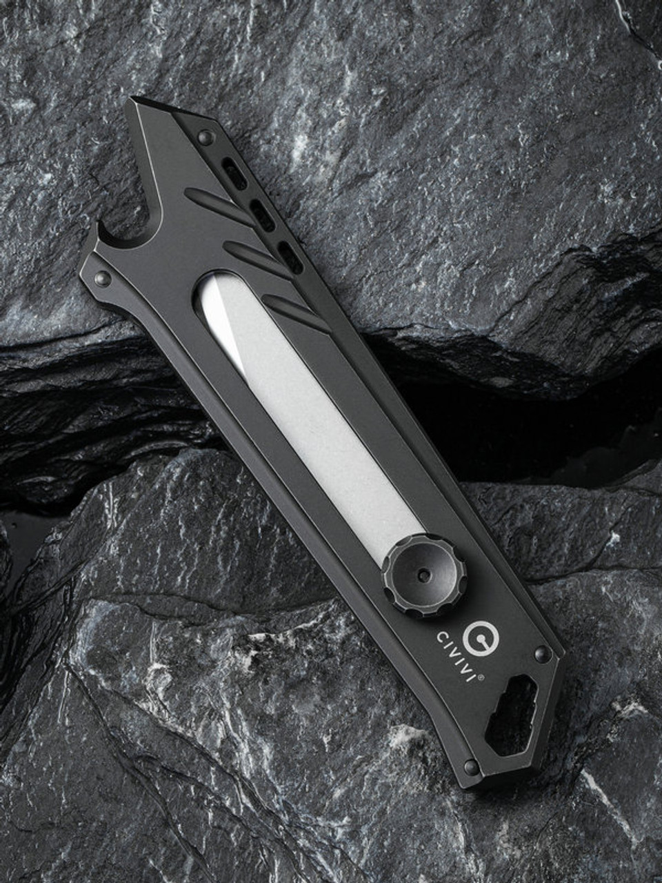 Civivi Mandate Utility Knife Black C2007D, 2.12" 9Cr18MoV Stonewashed Blade, Titanium Handle