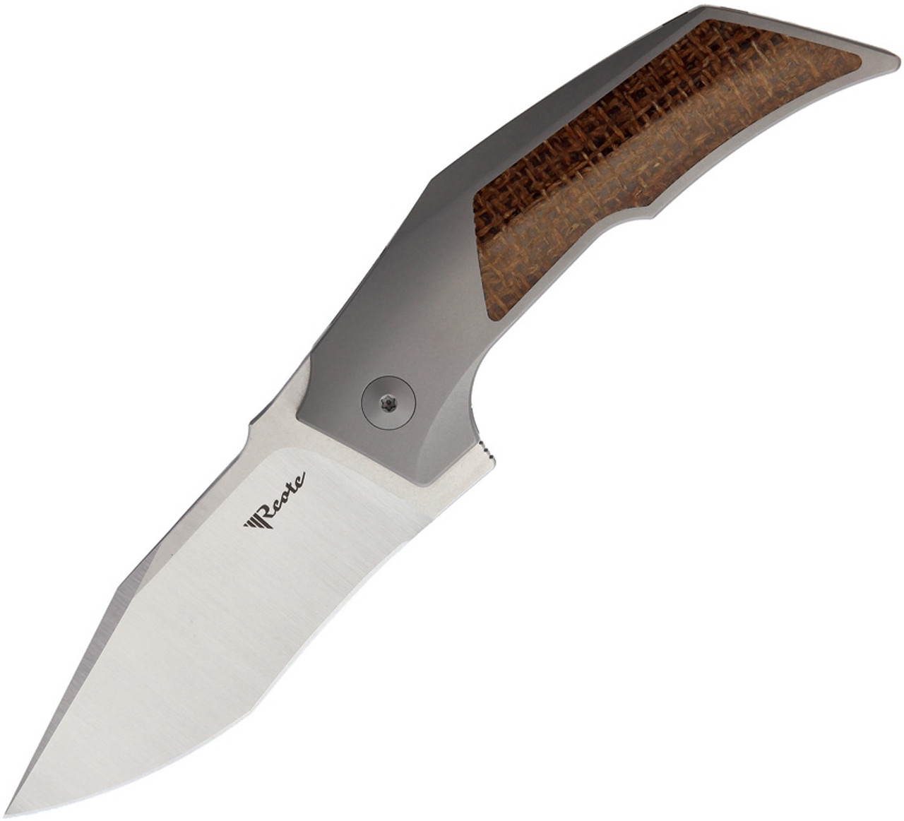 Reate Knives T3000 Framelock REA088, 3.0" M390 Satin Tanto Blade, Titanium w/Burlap Micarta Inlays