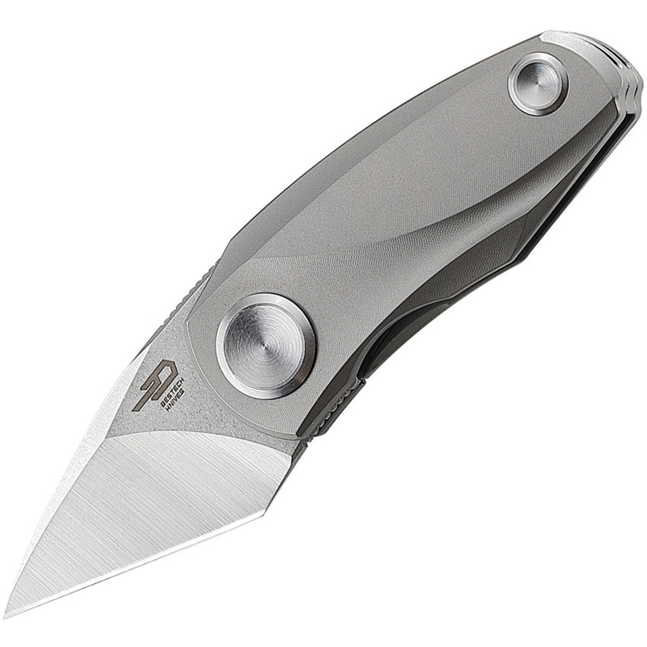 Bestech Tulip Frame Lock 1913A, 1.25" Bohler M390 Kiridashi Blade, Gray Titanium Handle