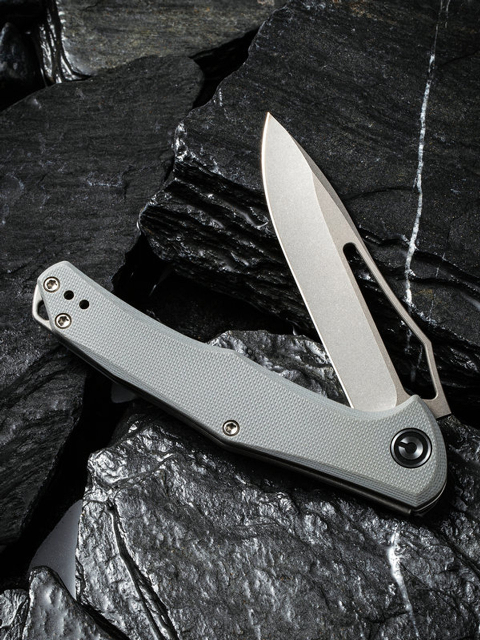 CIVIVI Fracture Folding Knife (C2009B)- 3.35" Stonewashed 8Cr14MoV Drop Point Blade, Gray G-10 Handles