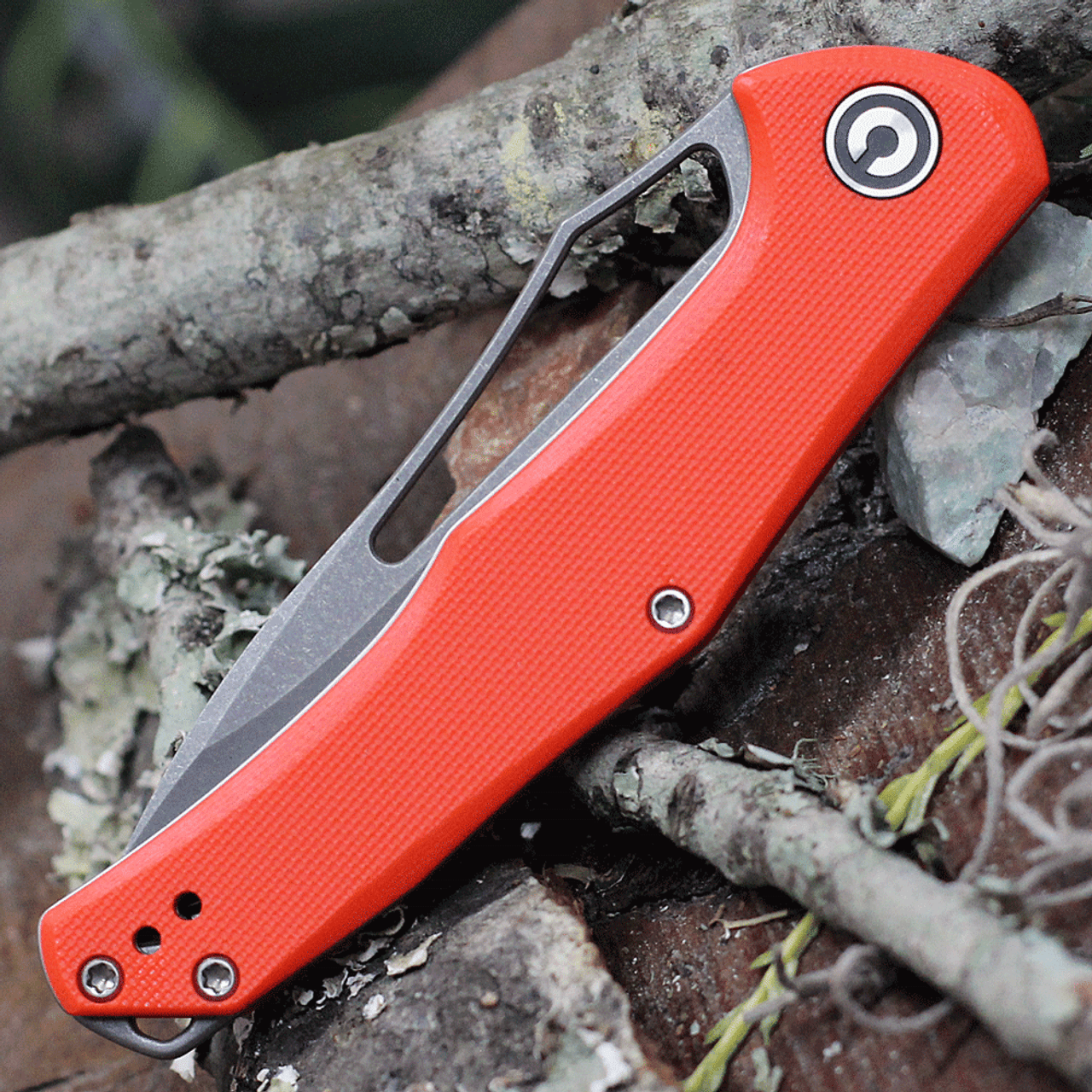 CIVIVI Fracture Folding Knife (C2009C)- 3.35" Stonewashed 8Cr14MoV Drop Point Blade, Orange G-10 Handles