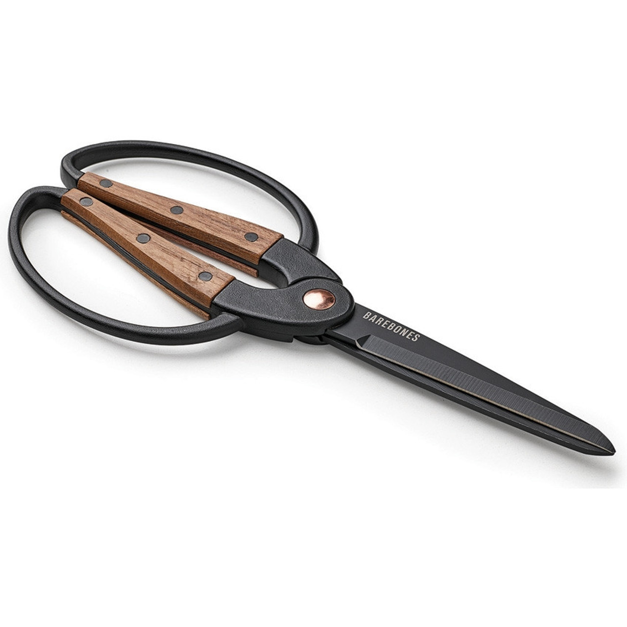 BareBones Living Large Scissors (BARE058) 4" Black Stainless Steel Blades, Walnut and Stainless Steel Handle