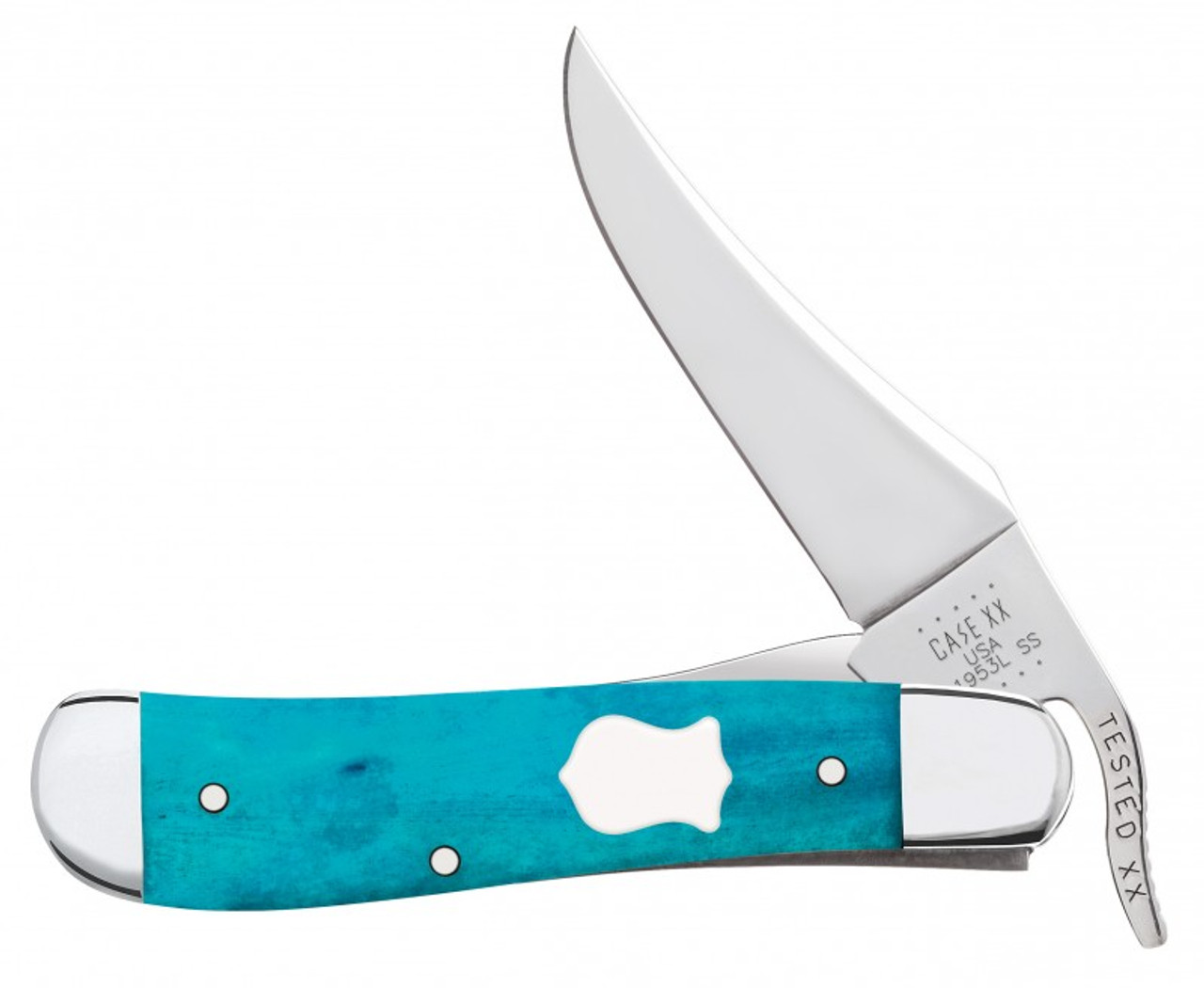 Case Russlock 50665 Smooth Caribbean Blue Bone Handle (61953L SS)