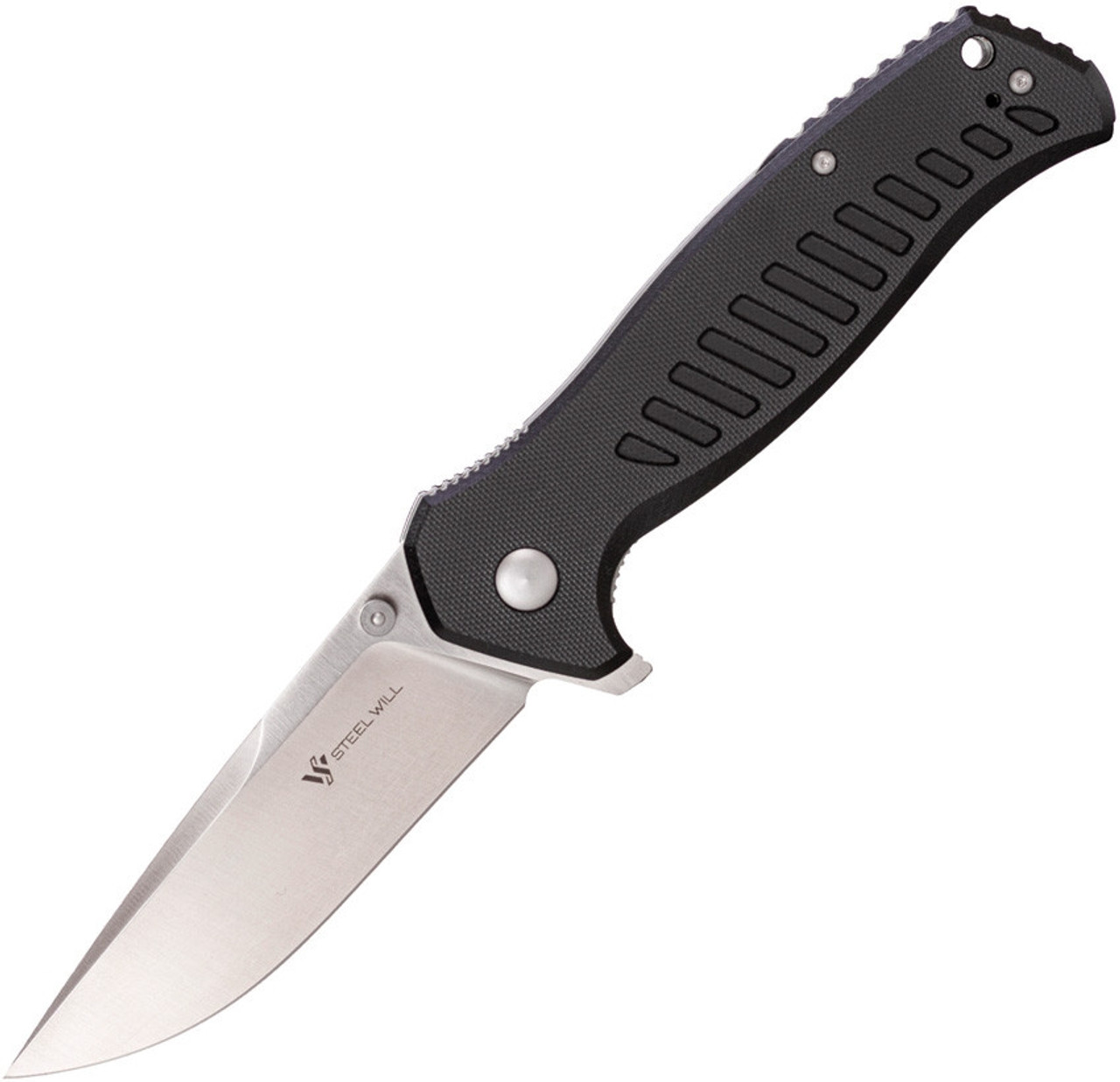 Steel Will Barghest F37-01, 4" D2 Satiin Plain Blade, Black G10 Handle