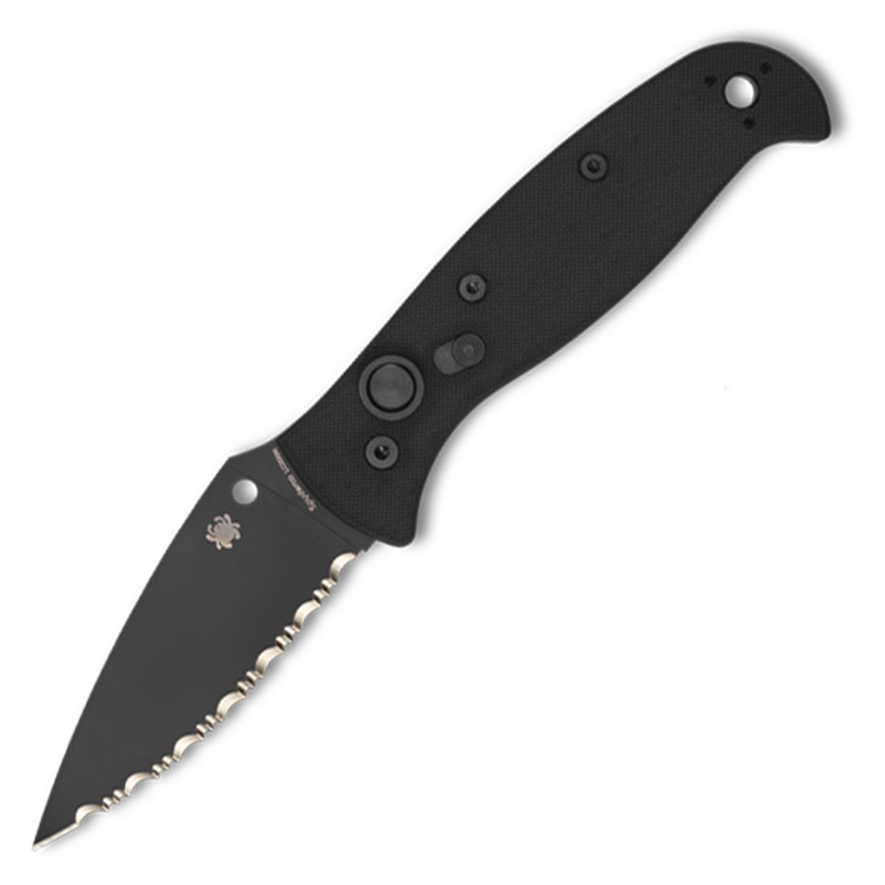 Spyderco Autonomy 2 Automatic Knife (C165GSBBK2) - 3.5" LC200N Black DLC Full Serrated Blade, Black G-10 Handle