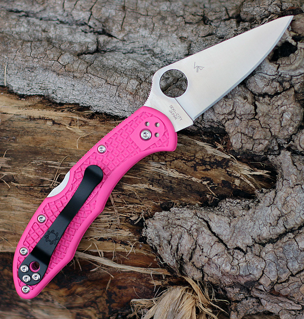 Spyderco Delica 4 FRN Pink C11FPPNS30V, 2.90" CPM S30V Satin Plain Blade, Pink FRN Handle