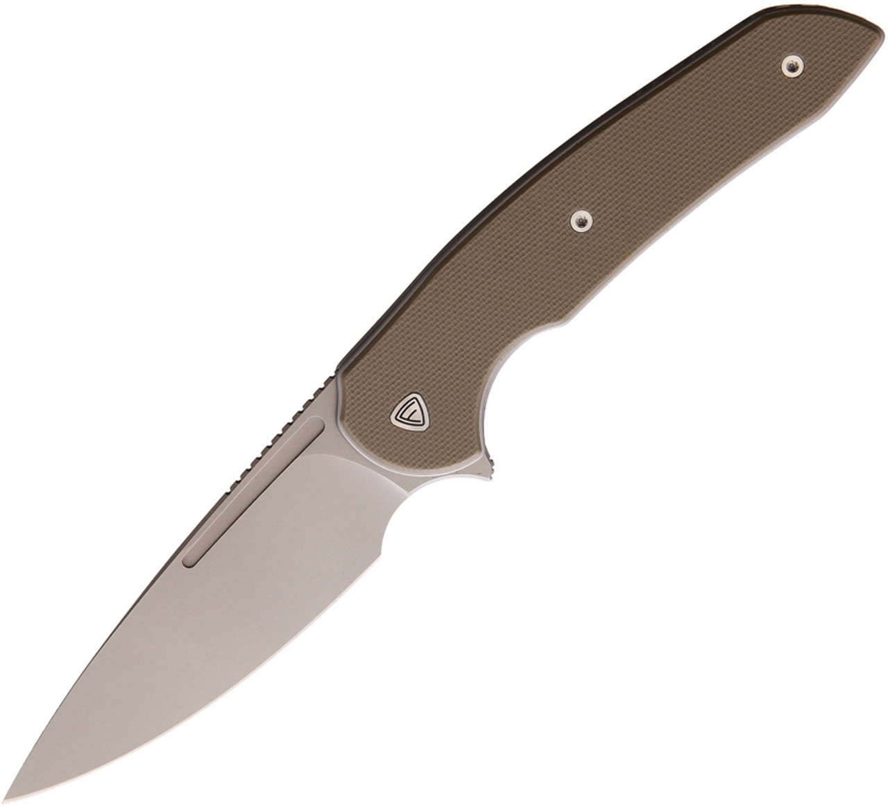 Ferrum Forge Knife Works Stinger Linerlock, 3.2" Nitro V Stonewashed Plain Blade, Tan SS/G10 Handle