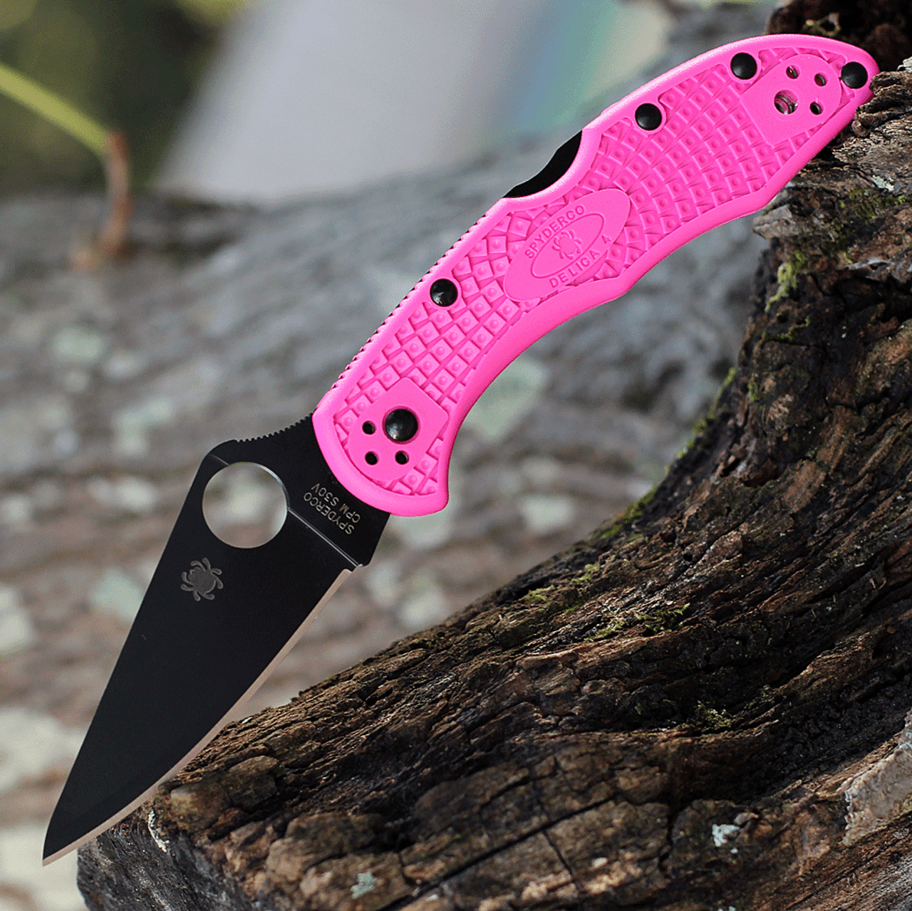 Spyderco Delica 4 FRN Pink C11FPPNS30VBK, 2.90" CPM S30V Black Plain Blade, Pink FRN Handle