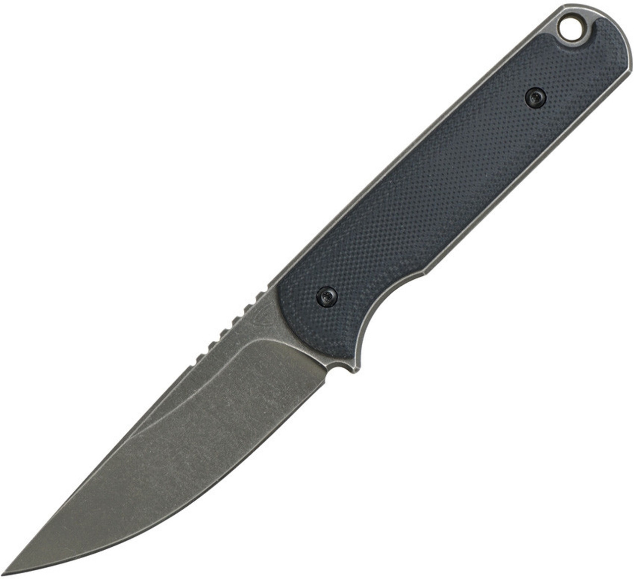 Ferrum Forge Knife Works The Lackey Fixed Blade , 2.88" D2 Stonewashed Plain Blade, Black G10 Handle