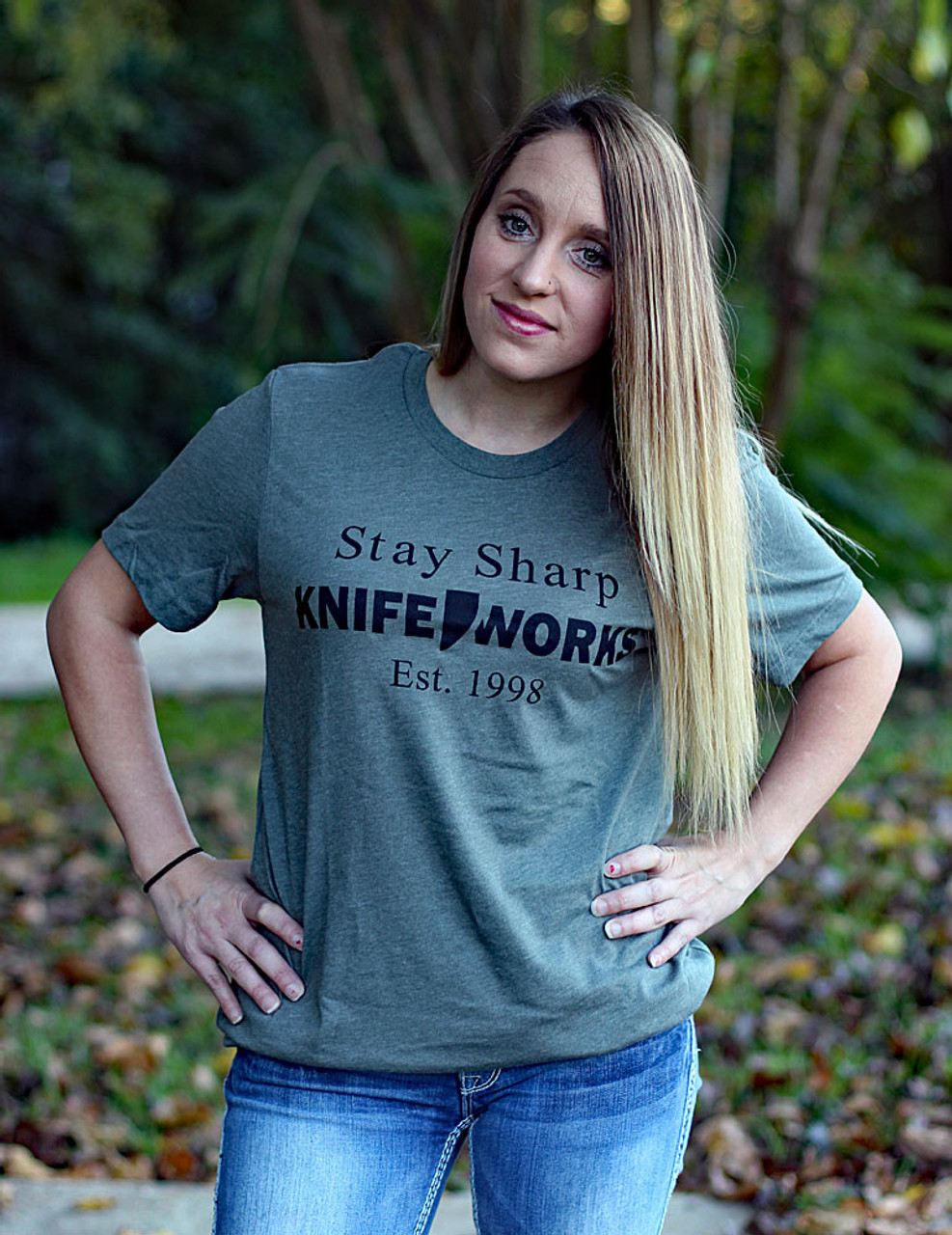 Knifeworks Heather Military Green T-Shirt "Stay Sharp", Unisex-3X Large