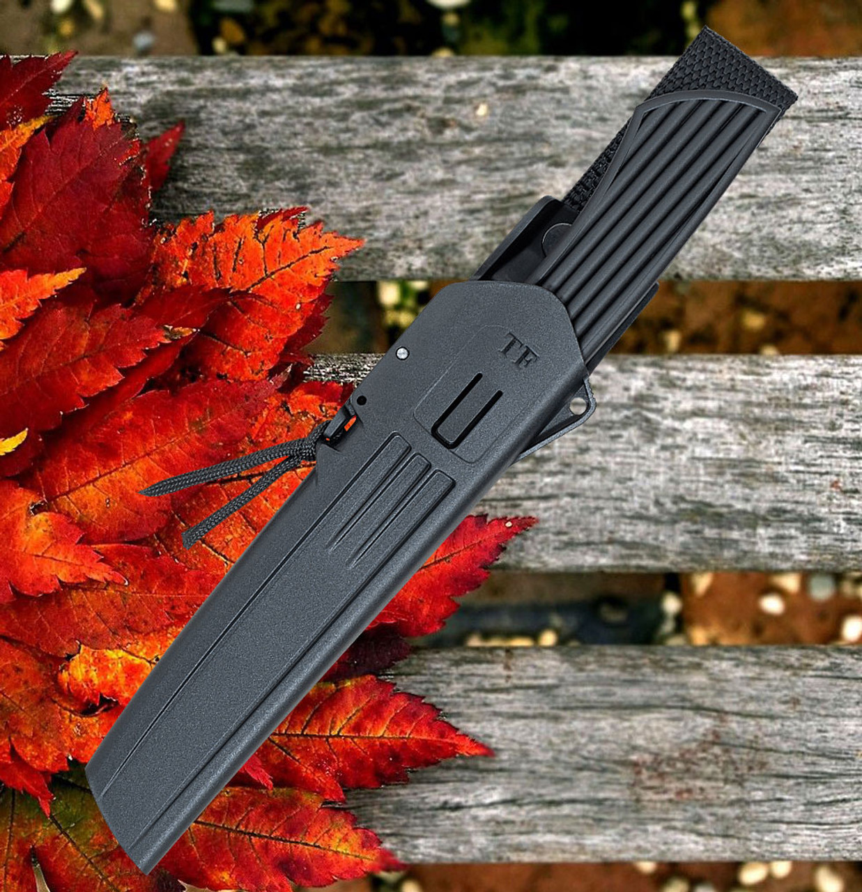 Fallkniven Taiga Forester 2 (FNTF2Z) 4.75" Laminate Cobalt Steel Satin Drop Point Plain Blade, Black Thermorun Handle, Black Zytel Sheath