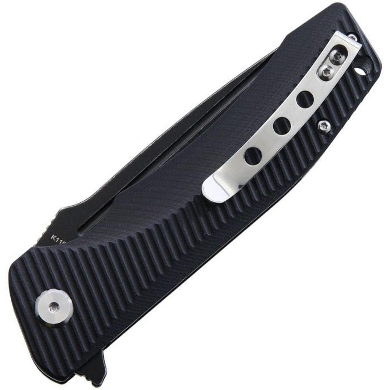 Bestech Mako BG27B Flipper Knife, 3.74" D2 Black Stonewashed Drop Point Blade, Milled Black G-10 Handle