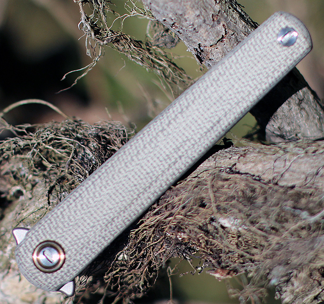 MKM - Maniago Knife Makers, Zieba Flame Flipper,  FL02-GCT, 2.9" Sandblast Dagger, Green Micarta Handle