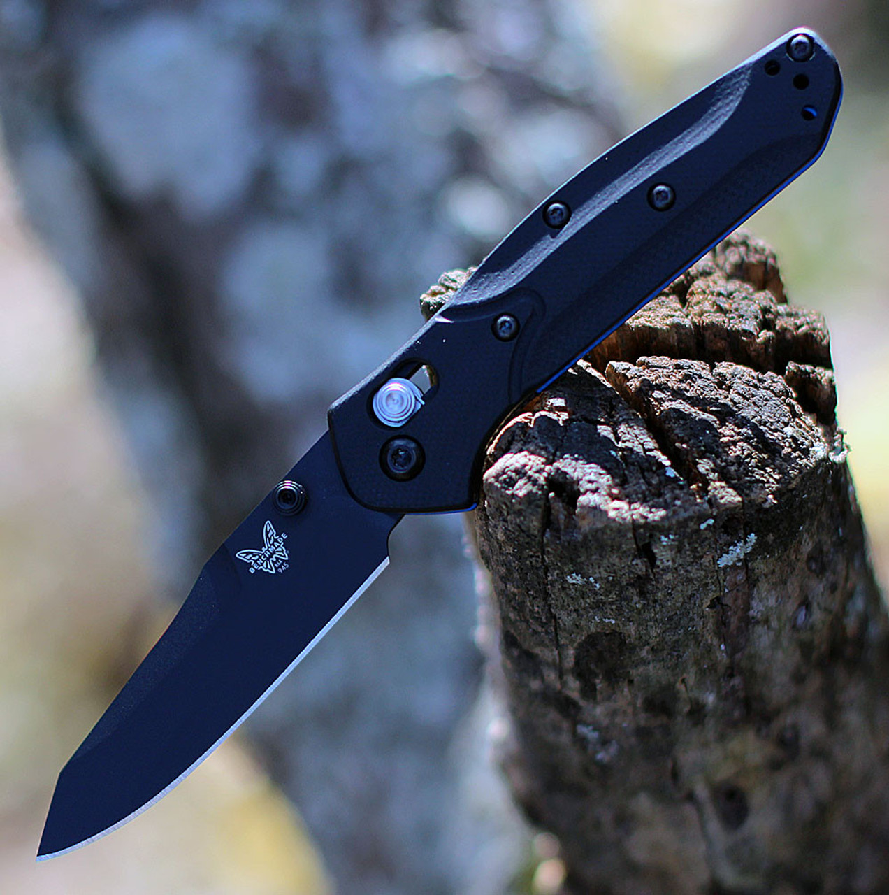 Benchmade Mini Osborne 945BK-1, 2.92" CPM-S30V Black Plain Blade, Black Aluminum Handle,