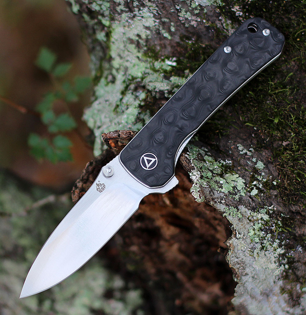 QSP Knife Hawk (QS131C) 3.25" CPM S35VN Satin Drop Point Plain Blade, Black Marble Carbon Fiber Handle