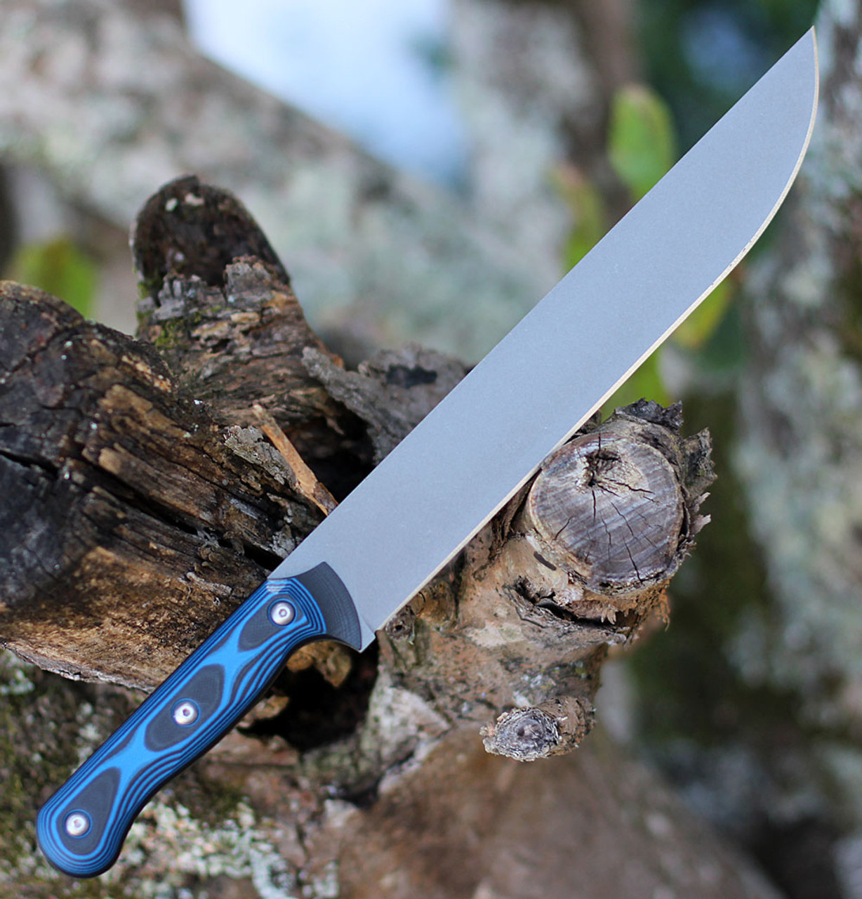 Tops Knives Dicer 10 Slicer DCR10-01, 10.0" CPM S35VN Tumble Blade, Blue/Black G10 Handle