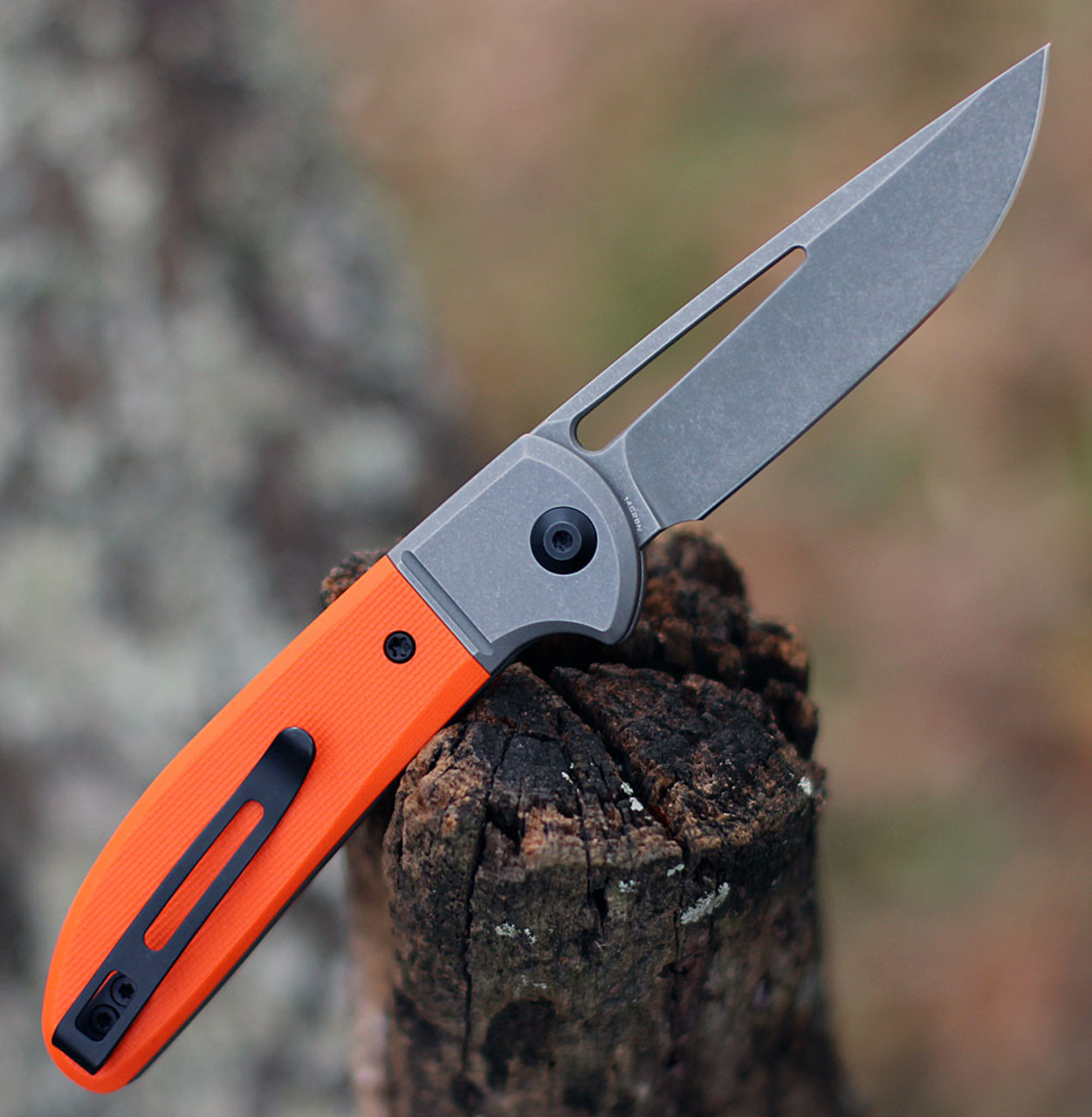 CIVIVI Trailblazer Folding Knife (C2018A)- 2.97" Stonewashed 14C28N Drop Point Blade, Orange G-10 Handle