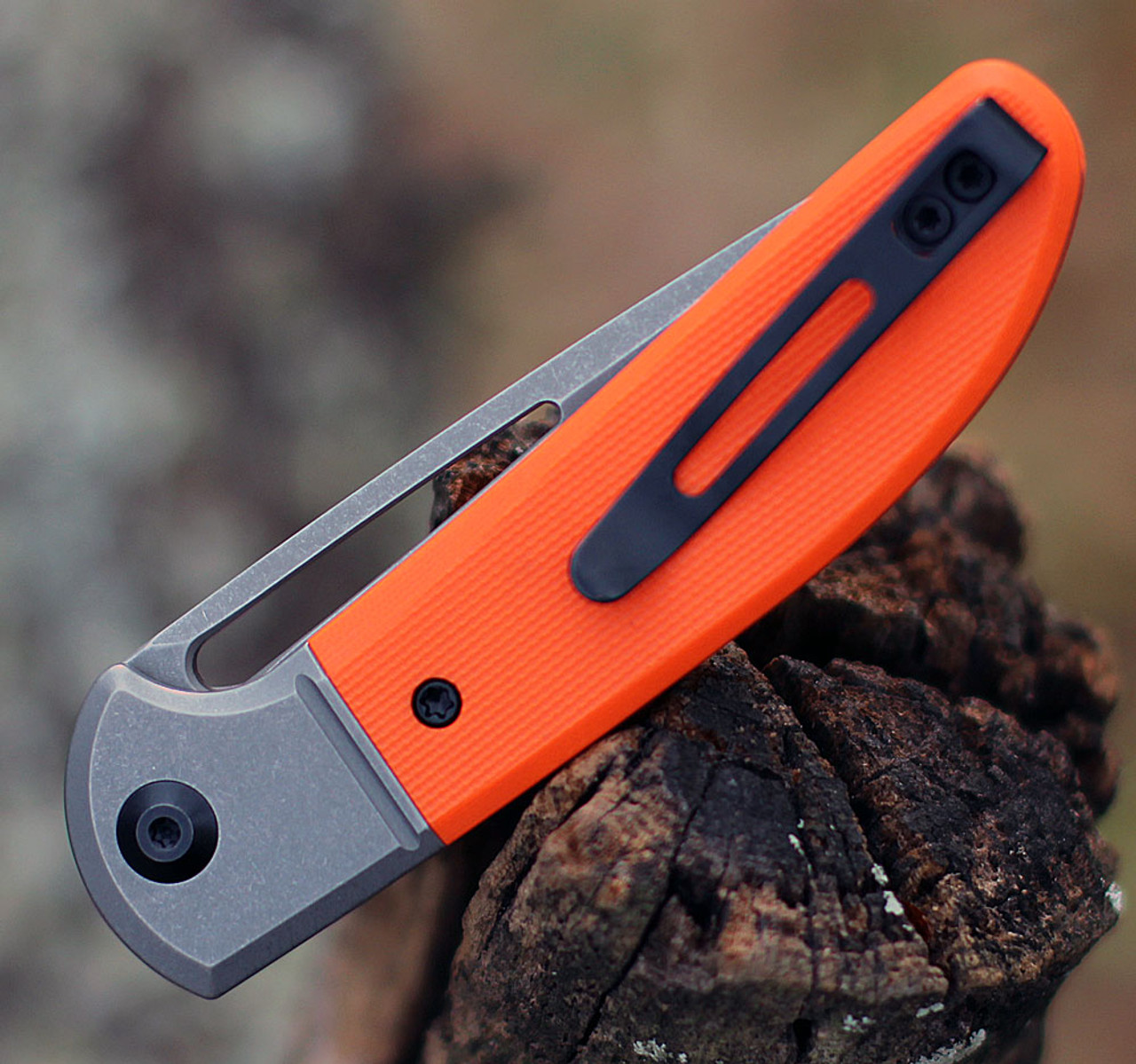 CIVIVI Trailblazer Folding Knife (C2018A)- 2.97" Stonewashed 14C28N Drop Point Blade, Orange G-10 Handle