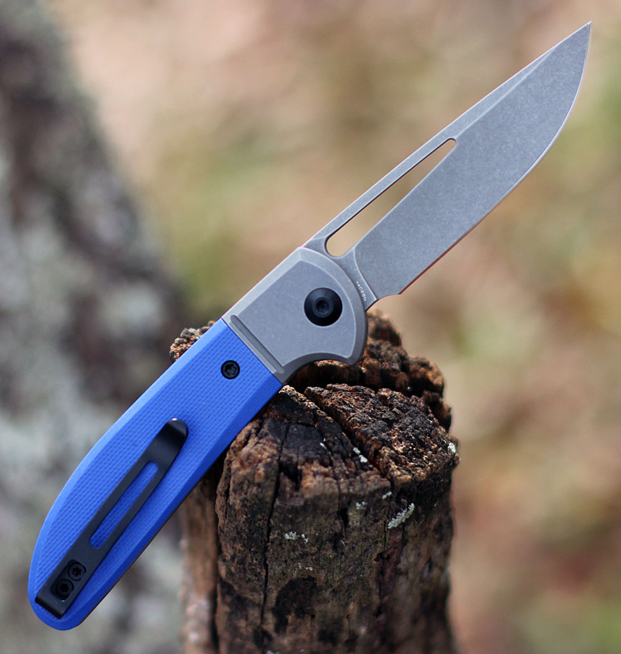 CIVIVI Trailblazer Folding Knife (C2018B)-2.97" Stonewash 14C28N Drop Point Blade, Blue G-10 Handle