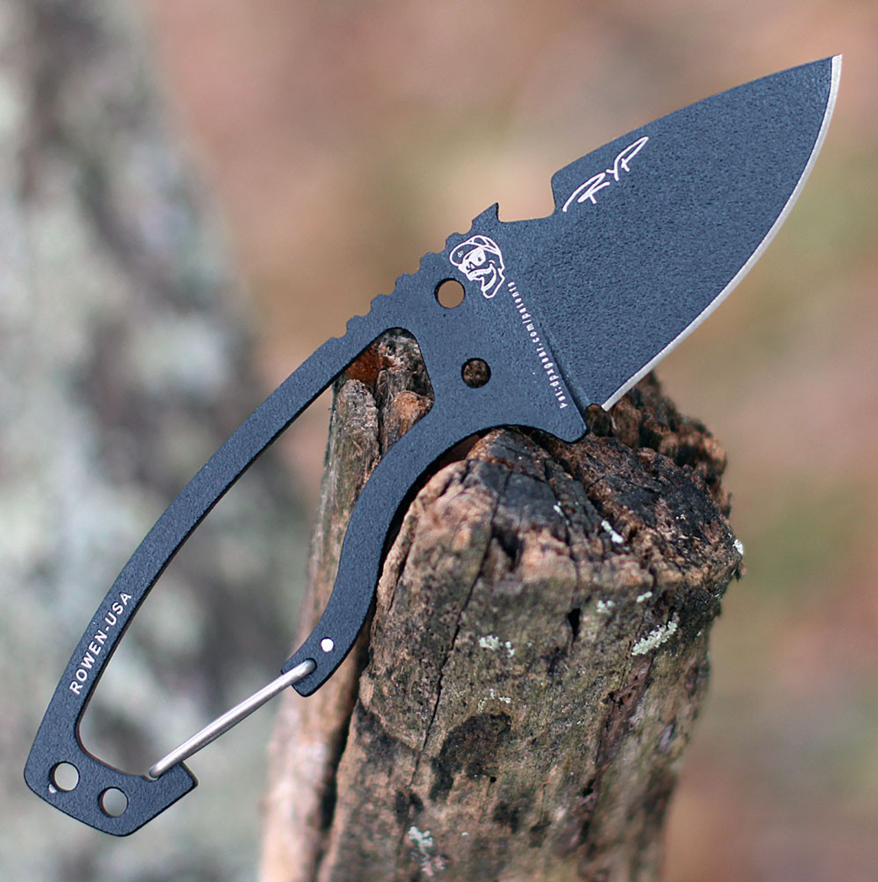 DPx Gear Heat Hiker 1095 DPHTX023, 2.4" 1095 Black Powder Coated Fixed Blade w/Aluminum Carabiner, Black Molded Sheath