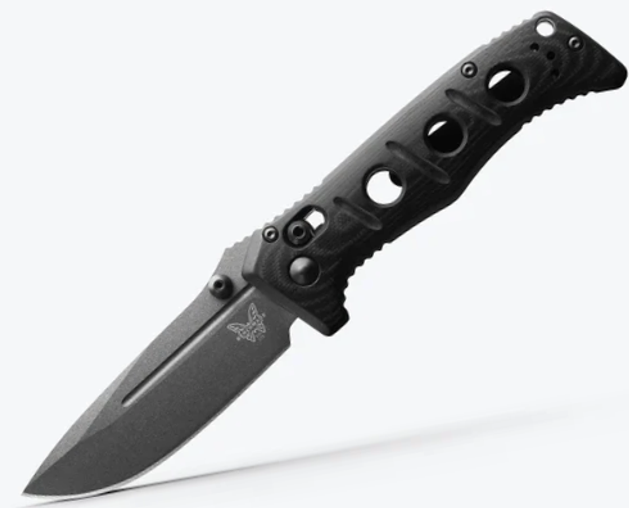 Benchmade 273GY-1 Mini Adamas, 3.25" Tungsten Gray Cerakote CPM-CruWear Plain Blade, Black G10 Handle