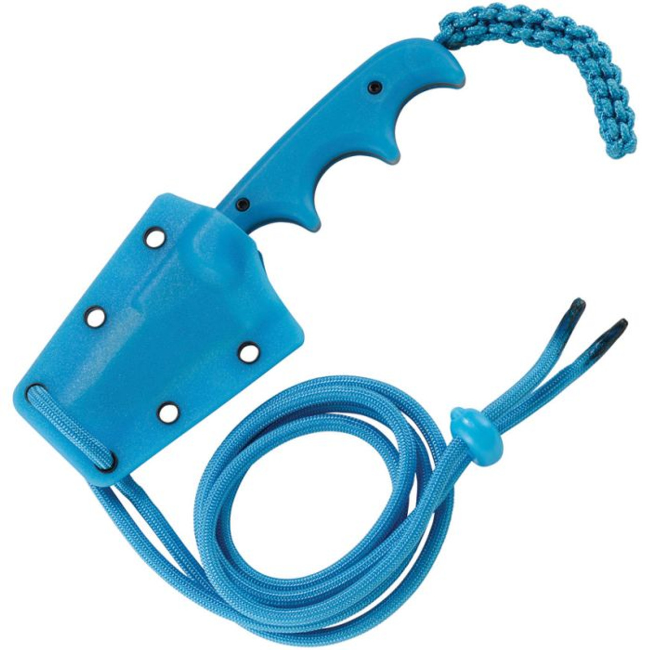 CRKT Minimalist Bowie Cthulhu (CR2387O) 2.13" 8Cr13MoV Satin Clip Point Plain Blade, Blue Finger Grooved Thermoplastic Handle with Blue Paracord Lanyard, Blue Thermoplastic Belt Sheath