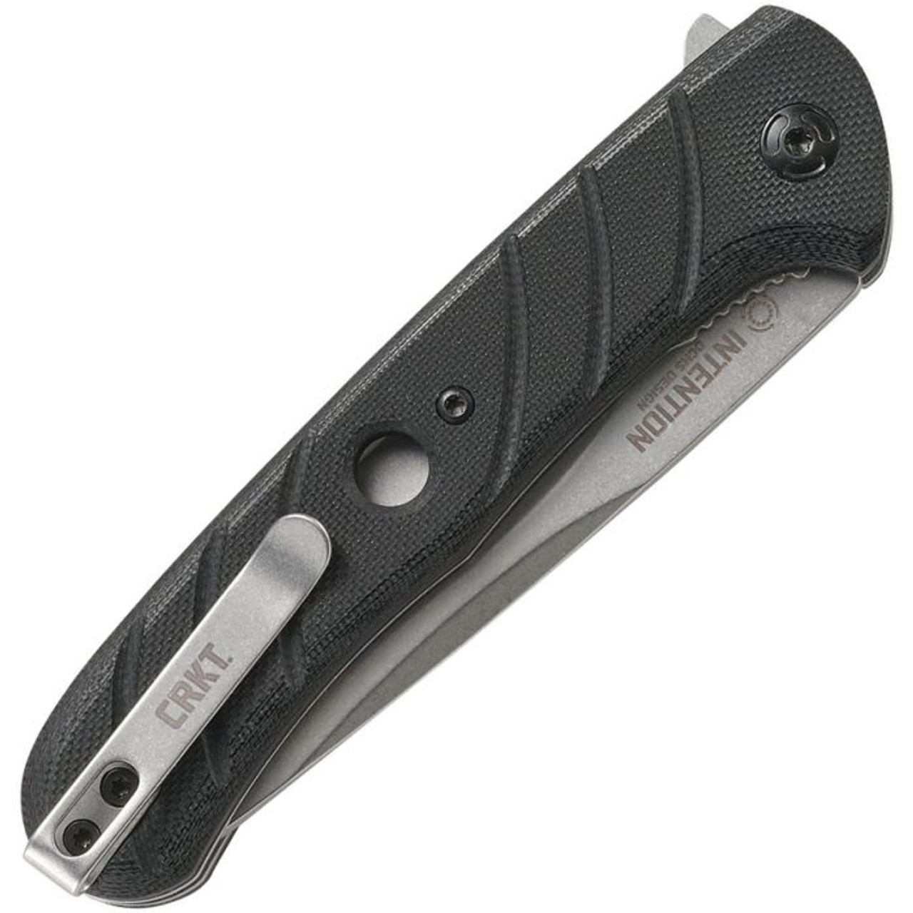 CRKT Intention A/O (CR7160) 3.5" 8Cr13MoV Stonewashed Drop Point Plain Blade, Black G-10 Handle