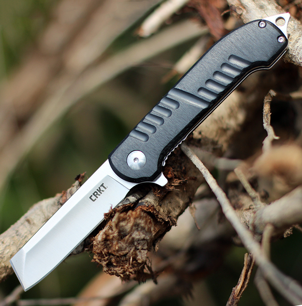 CRKT 4031 Razel GT assisted opening knife with satin chisel wharncliffe blade.