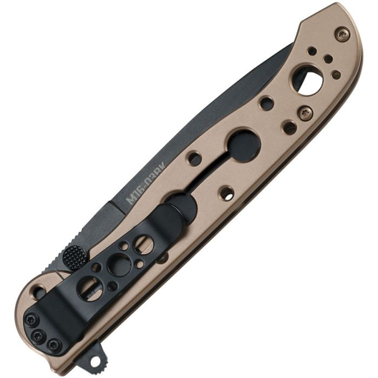 CRKT M16 (CR03BK) 3.55" Sandvik 12C27 Black Oxide Coated Spear Point Plain Blade, Bronze Stainless Steel Handle